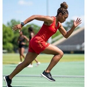 Adidas Grambling State Tigers Red Aeroready D4T Athletic Shorts Womens L 5in